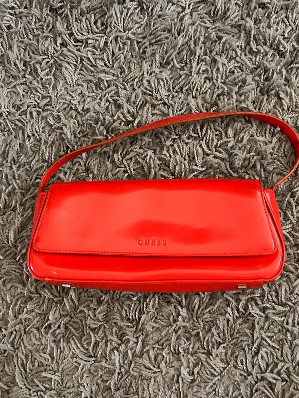 GUESS Red Patent Shoulder Bag with Sleek Flap